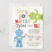 ロボット誕生日招待状ロボット誕生日パーティー 招待状 (正面)