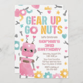 ロボット誕生日招待状、ガールロボット 招待状 (正面/裏面)