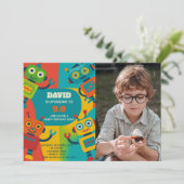 ロボット誕生日招待状（写真付き） 招待状 (スタンド正面)