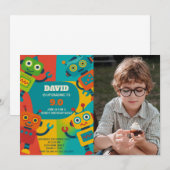 ロボット誕生日招待状（写真付き） 招待状 (正面/裏面)