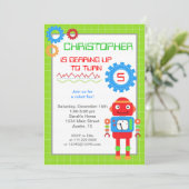 ロボット誕生日招待状 招待状 (スタンド正面)