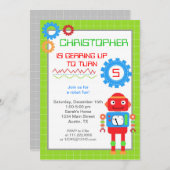 ロボット誕生日招待状 招待状 (正面/裏面)