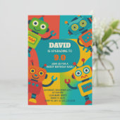 ロボット誕生日招待状 招待状 (スタンド正面)