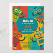 ロボット誕生日招待状 招待状 (正面/裏面)