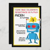 ロボット誕生日招待状 招待状 (正面/裏面)