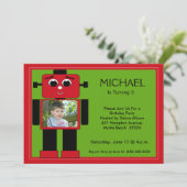 ロボット誕生日招待状 招待状 (スタンド正面)