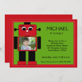 ロボット誕生日招待状 招待状 (正面/裏面)
