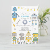 ロボット誕生日招待状 招待状 (スタンド正面)