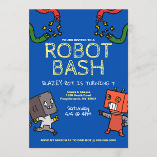 ロボット誕生日Bash招待状 招待状
