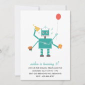 ロボット電子音の電子音の子供の誕生日のパーティの招待状 招待状 (正面)