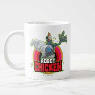 ロボット鶏キャラクターロゴ ジャンボコーヒーマグカップ