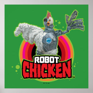 ロボット鶏キャラクターロゴ ポスター