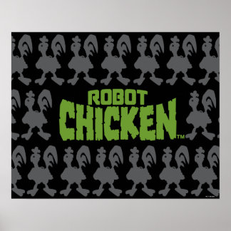 ロボット鶏シルエットパターン ポスター