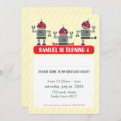 ロボット３人組と一緒に子供の誕生日パーティしませんか？ 招待状 (正面/裏面)