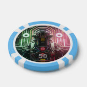 ロボット1ライトブルー50ストライプのトランプのポーカーチップ ポーカーチップ (シングル)