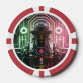 ロボット1レッド5ストライプのトランプのポーカーチップ ポーカーチップ (正面)