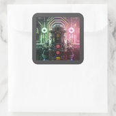 ロボット1角ステッカー スクエアシール (バッグ)