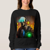 ロボット2女子黒汗シャツ スウェットシャツ (正面)