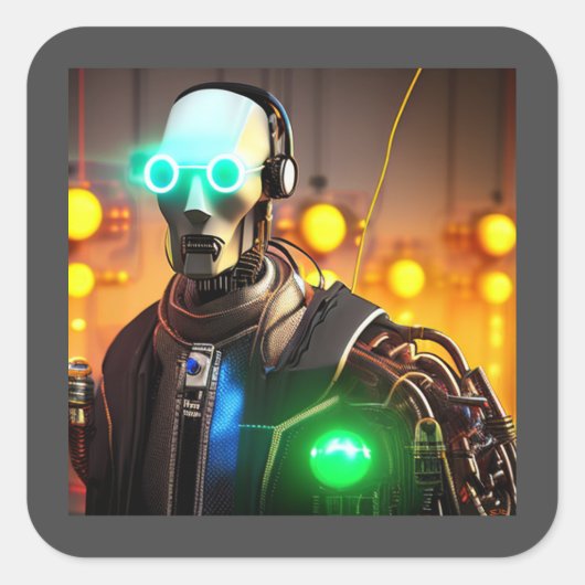 ロボット2角ステッカー スクエアシール (正面)