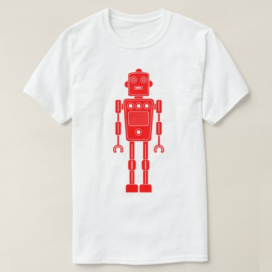 ロボット270620/011 - 赤と白 Tシャツ (デザイン正面)
