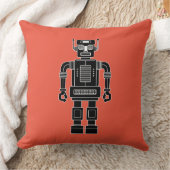 ロボット270620/04 – オレンジ赤の白黒 クッション (ブランケット)