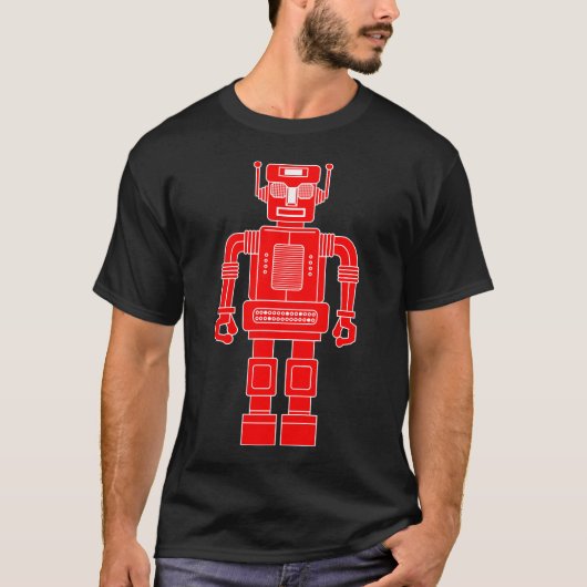 ロボット270620/04 - 赤と白 Tシャツ (正面)
