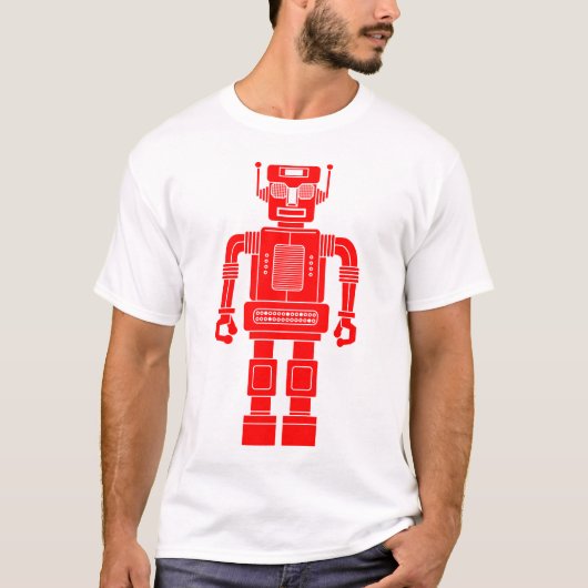 ロボット270620/04 - 赤と白 Tシャツ (正面)