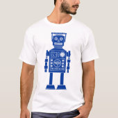 ロボット270620/06 – ネイビーブルーとホワイトTシャツ Tシャツ (正面)