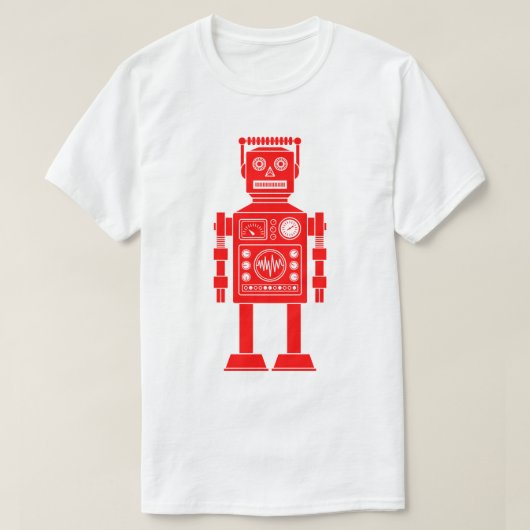 ロボット270620/06 - 赤と白 Tシャツ (デザイン正面)