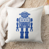 ロボット270620/08 – ネイビーブルーとホワイト装飾用クッション クッション (ブランケット)