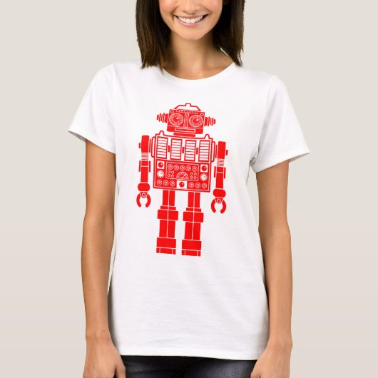ロボット270620/08 - 赤と白 Tシャツ (正面)