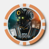 ロボット3オレンジ5000ストライプのトランプのポーカーチップ ポーカーチップ (正面)