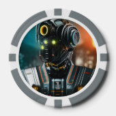 ロボット3グレー1ストライプのトランプのポーカーチップ ポーカーチップ (正面)