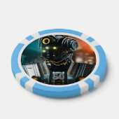 ロボット3ライトブルー50ストライプのトランプのポーカーチップ ポーカーチップ (シングル)