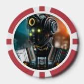 ロボット3レッド5ストライプのトランプのポーカーチップ ポーカーチップ (正面)