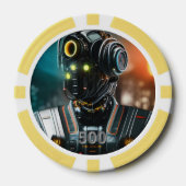 ロボット3黄色500ストライプのトランプのポーカーチップ ポーカーチップ (正面)