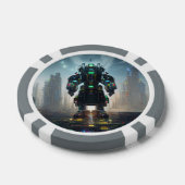 ロボット4グレー1ストライプのトランプのポーカーチップ ポーカーチップ (シングル)