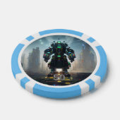 ロボット4ライトブルー50ストライプのトランプのポーカーチップ ポーカーチップ (シングル)