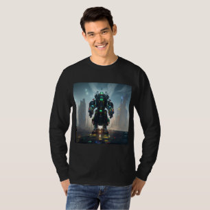 ロボット4人黒長袖Tシャツ Tシャツ