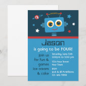 ロボット4歳誕生日カスタム招待状 招待状 (正面/裏面)