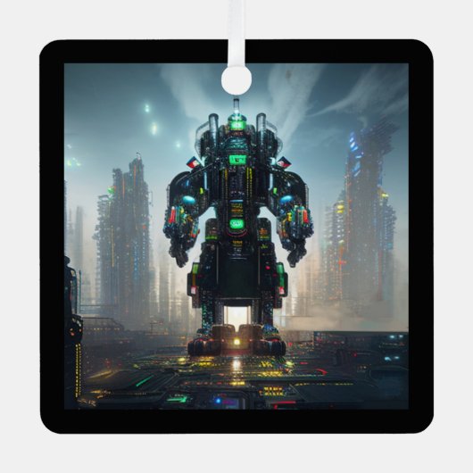 ロボット4角形金属オーナメント メタルオーナメント (正面)