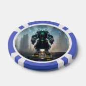 ロボット4青10ストライプのトランプのポーカーチップ ポーカーチップ (シングル)
