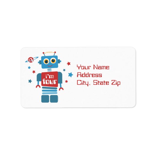 ロボット4th誕生日ラベル ラベル (正面)