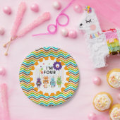 ロボット4th誕生日紙プレート ペーパープレート (パーティー)