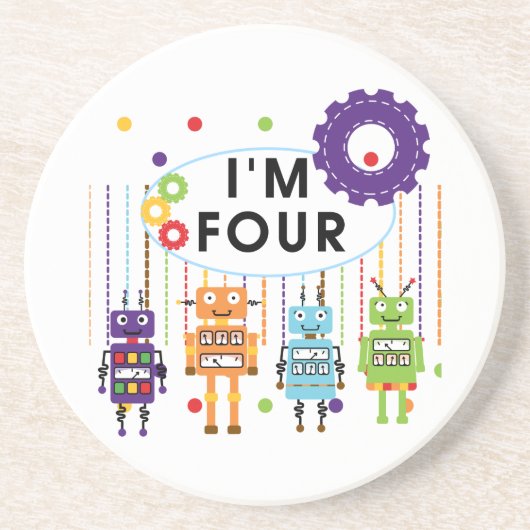 ロボット4th誕生日Tシャツとギフト コースター (正面)