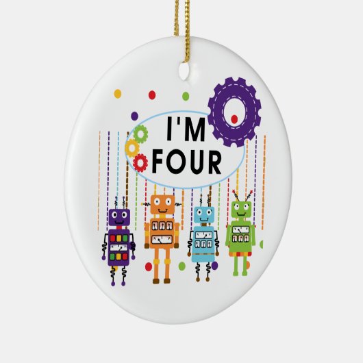 ロボット4th誕生日Tシャツとギフト セラミックオーナメント (右)