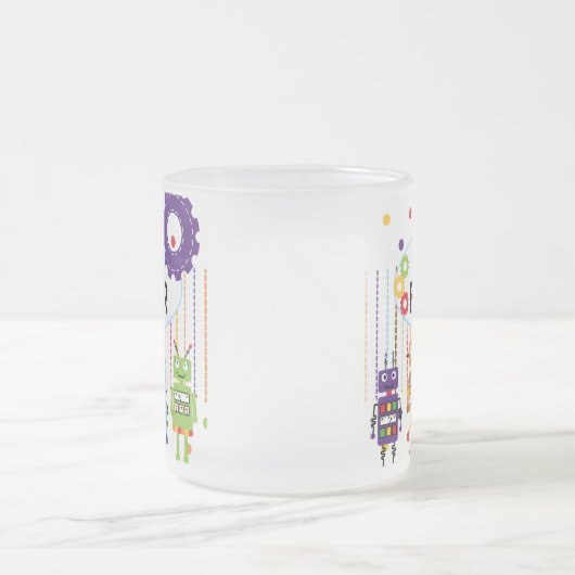 ロボット4th誕生日Tシャツとギフト フロストグラスマグカップ (中央)