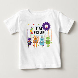 ロボット4th誕生日Tシャツとギフト ベビーTシャツ