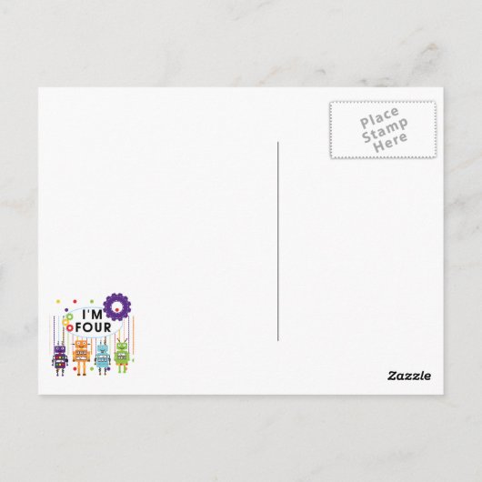 ロボット4th誕生日Tシャツとギフト ポストカード (裏面)