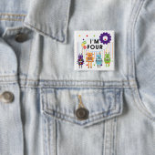 ロボット4th誕生日Tシャツとギフト 缶バッジ (インサイチュ)